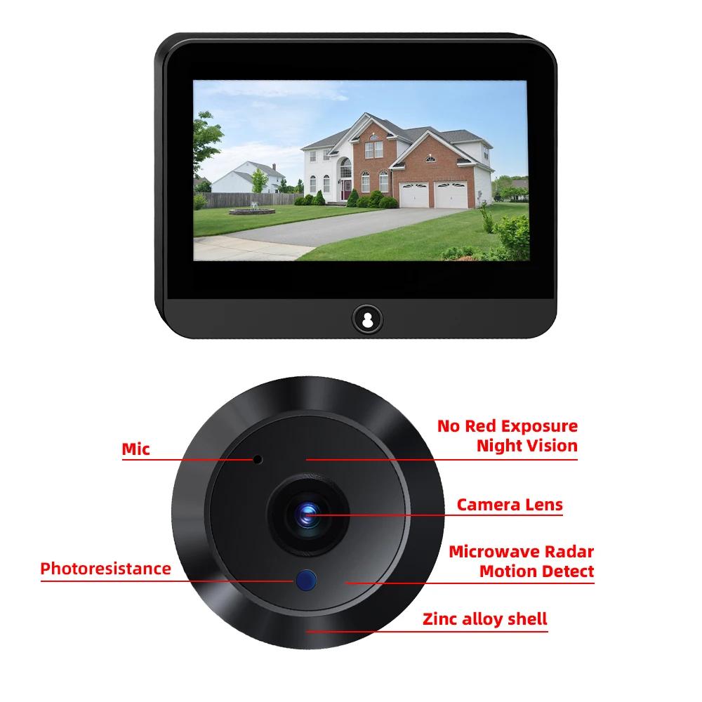 Tuya Smart 1080P 2.4G WiFi Mini Security Camera Microwave Radar Human Detection Digital Door Viewer Digital Door Peepholes