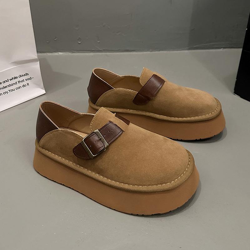 Platform-soled Birkenstocks women's imitation leather retro loafers 2025 spring and autumn new Korean version versatile women's shoes belt buckle sin