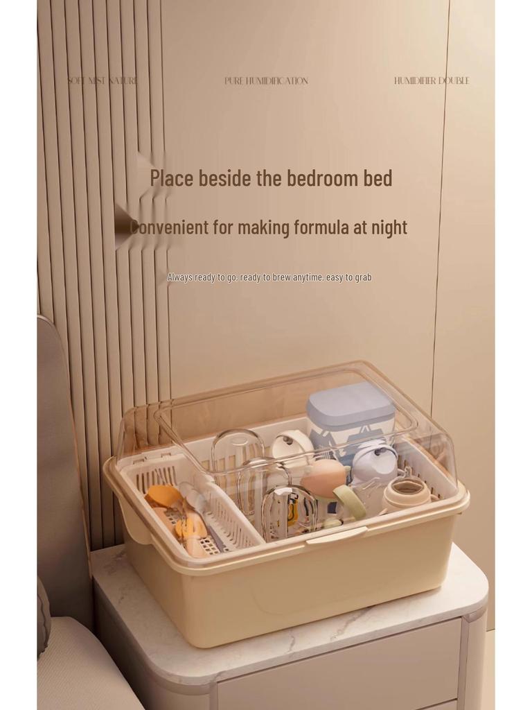 Cutlery & Bottle Drying Rack with Dustproof Lid for Baby Utensils