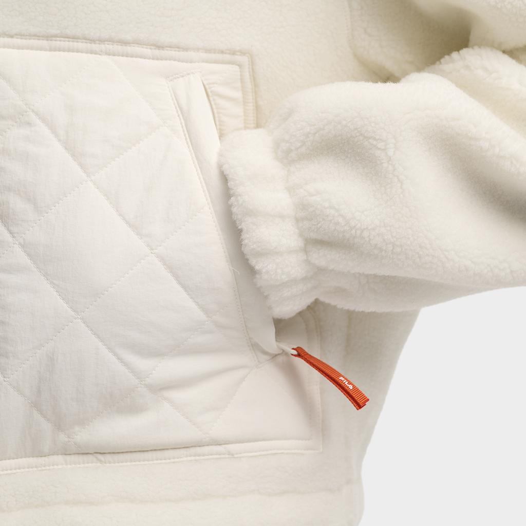 FILA Original Fashion Classic Retro Versatile Casual Warm Comfortable Lamb Fleece Jacket Women outerwear Cloud-White F11W549506FIV