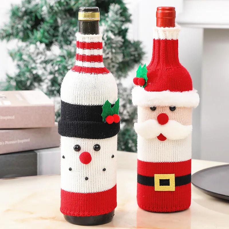 Cute Handmade Christmas Sweater Wine Bottle Cover,for Christmas Decorations XMAS Gifts Navidad 2025 Party Decorations