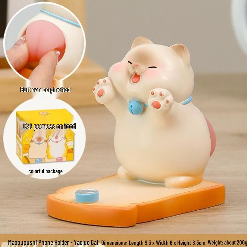 Adorable Cat Phone Holder for Office Desk - Stable Desktop Decoration Ornament
