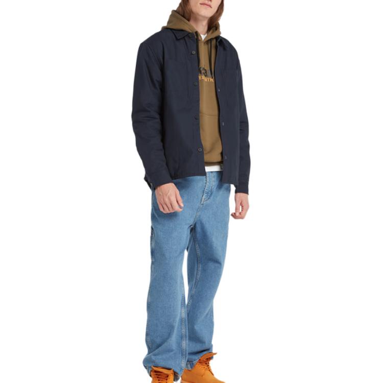 Timberland Solid Color Pocket Spliced Outdoor Casual Long Sleeve Shirt Men shirts Deep-Sapphire-Blue A2CS7-433