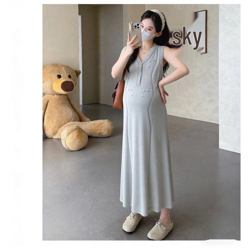 

Summer 2026 Japanese-Inspired Maternity Knit Dress - Stylish, Versatile, and Lightweight 2XL сірий колір