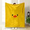 Yellow Background with a Simple Cartoon Duck Face Featuring Eyes and Beak. for All Seasons Blanket Lunch Break Throw Gift
