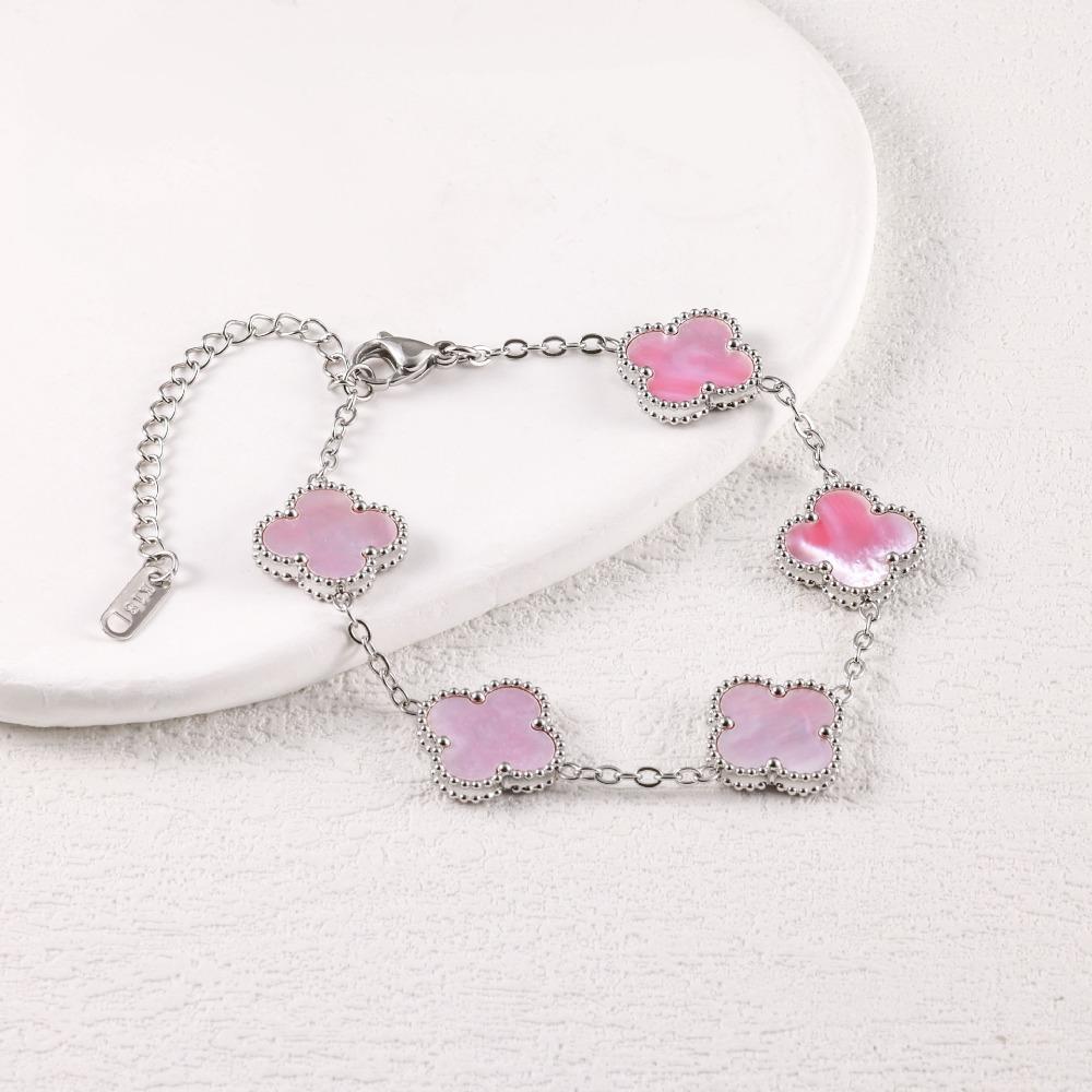 Pulsera de Trébol de Cuatro Hojas de 15 mm para Mujer Doble Cara Lujosa y Sofisticada Pulsera de Moda