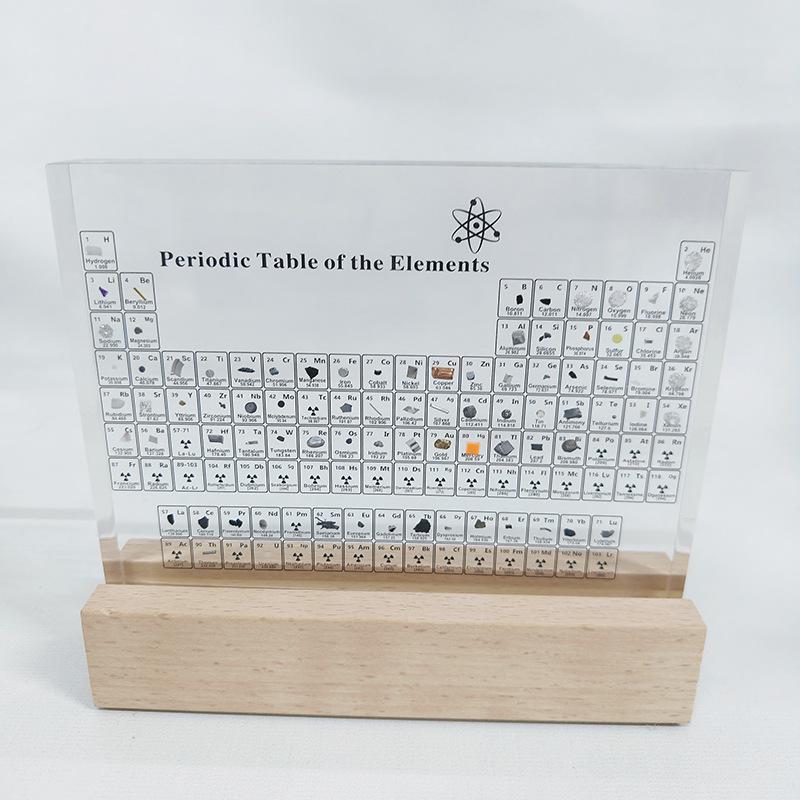 Tabel periodic încorporat din acril cu elemente fizice