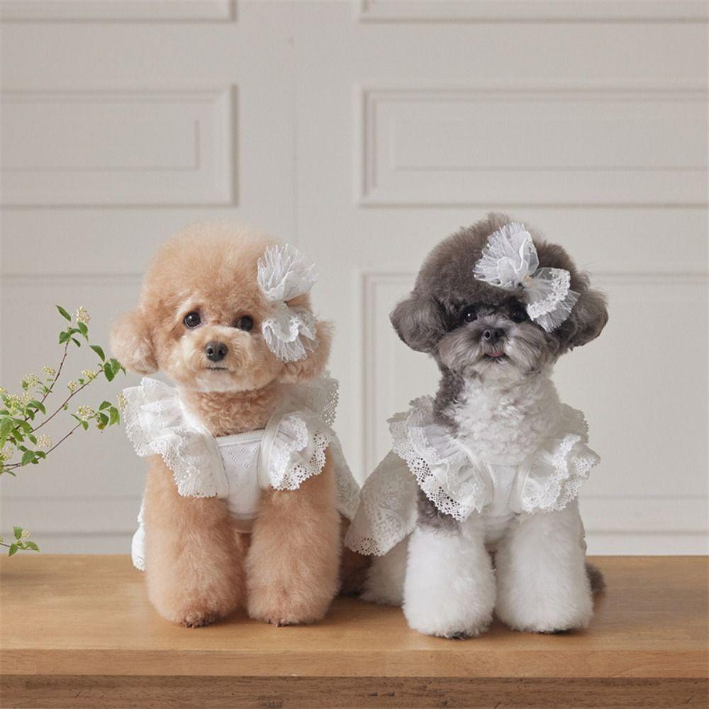 Soft Pet Summer Clothes Lace Cat Flying Sleeve Skirt Fashion Pet Princess Dress  for Puppy Kittens