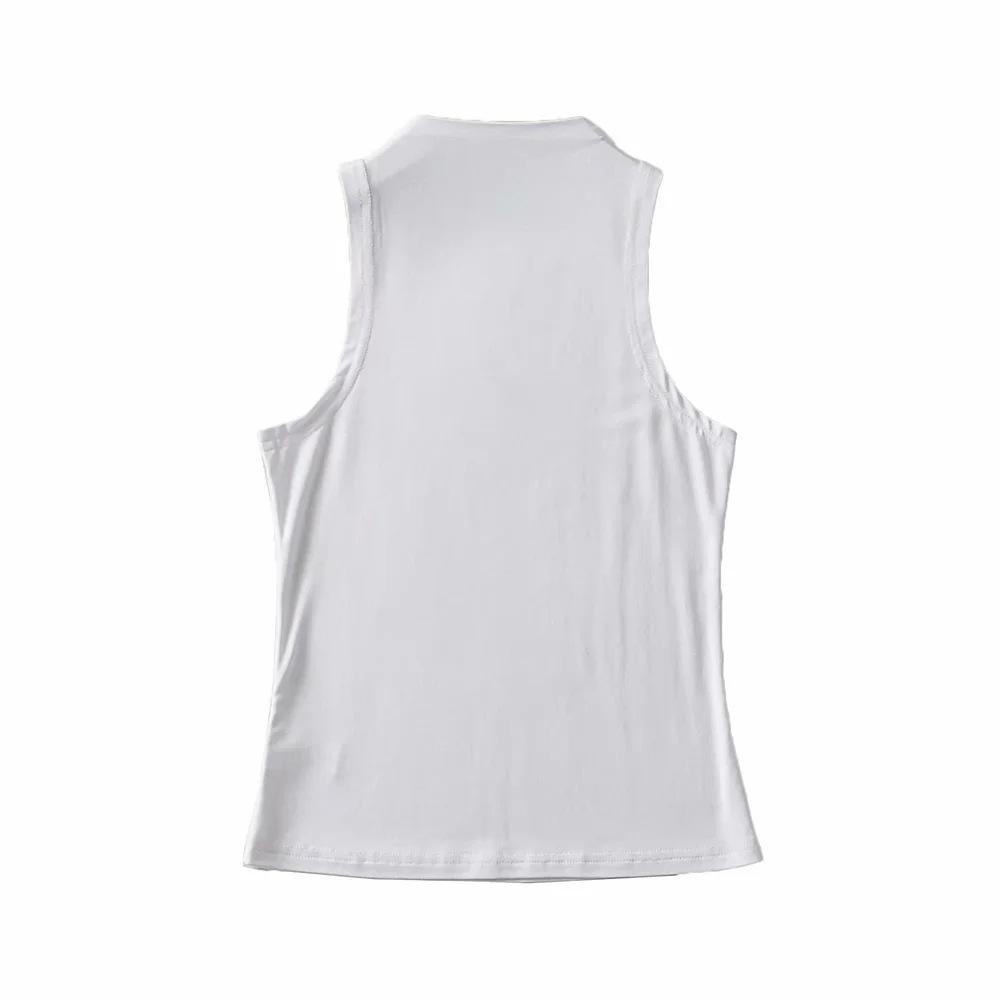 Women's Winter European & American Style Sleeveless Semi-High Neck Top