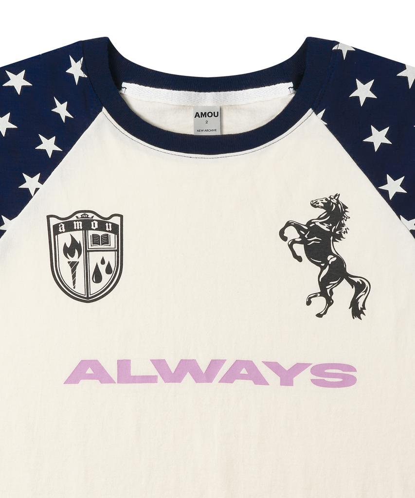 AMOU Always Star Reglan T-Shirts Blue
