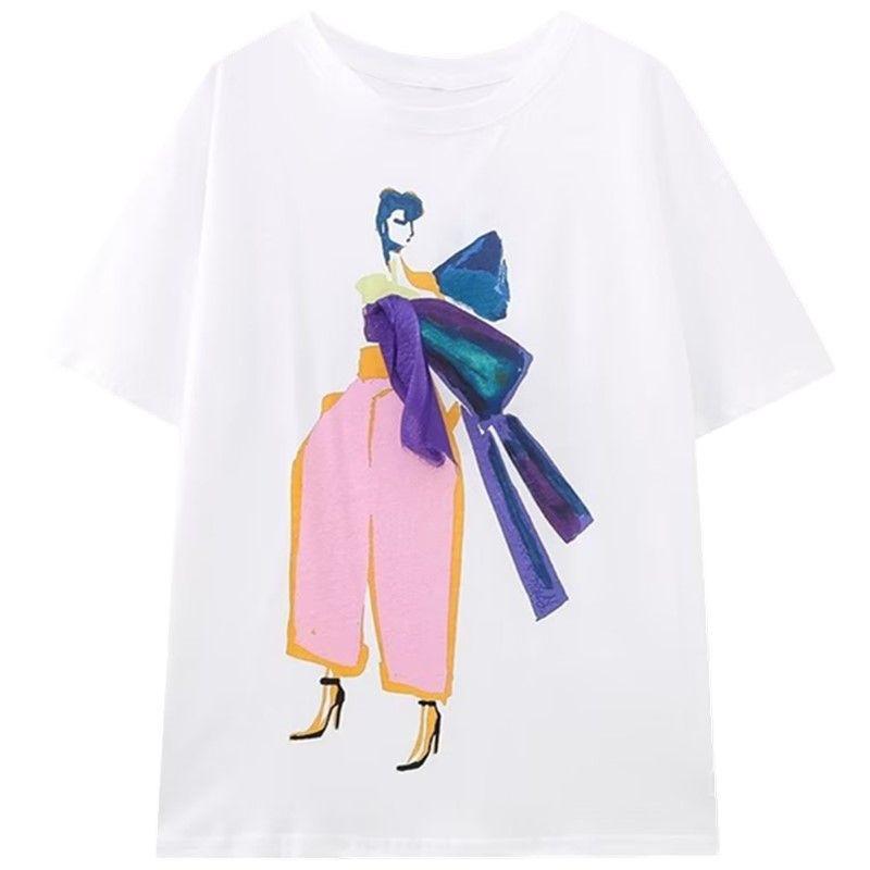 Fashion Style Summer New Fashion Trendy Female Loose Easiest for Match Girl Print T-shirt 5644163 250