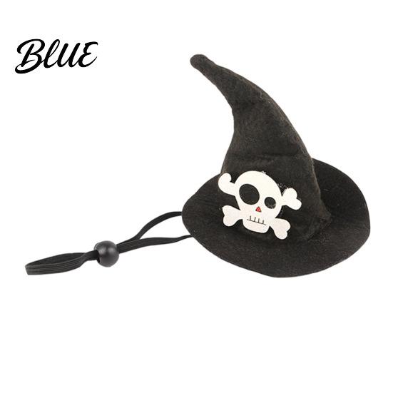 Pet Holiday Outfit Accessory Halloween Cat Witch Hat Fun Hat with Adjustable Elastic Strap Cartoon Ghost Pumpkin Bat Skull for Cats Small