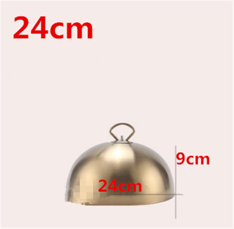 Golden and Stainless steel steak cover luxury western food covers thick iron plate cover 20cm to 28cm gold non-magnetic food lid