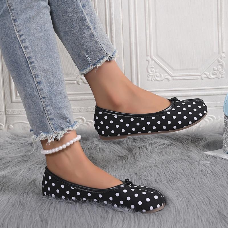 Tabis Ninja Boty Černé Puntíkované Baleríny Dělená Špička Mokasíny s Mašlí Dámské Mary Janes Baleríny Zapato Mujer