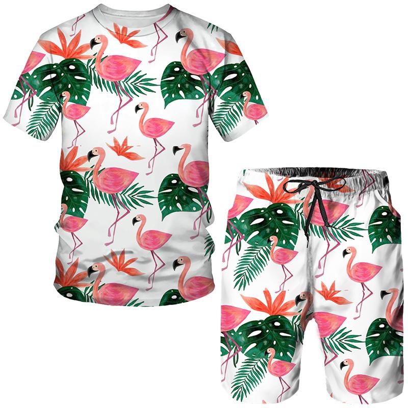 NEW Tropical Floral Print Men's Tees/Beach Shorts/Suits Fashion Summer Hawaiian Sets Casual Short Sleeve T-Shirt Holiday Outfits