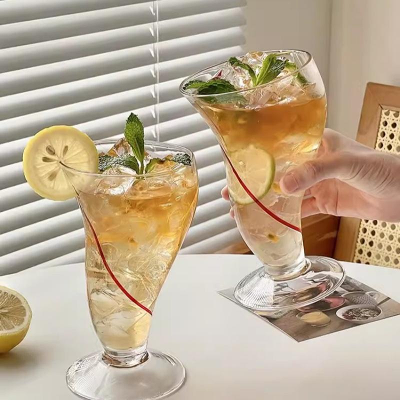 Creative Glass Multi Sided Cocktail Glasses Cups Transparent Water Juice Wine Milk Cup Bubble Glasses Cup Home Too