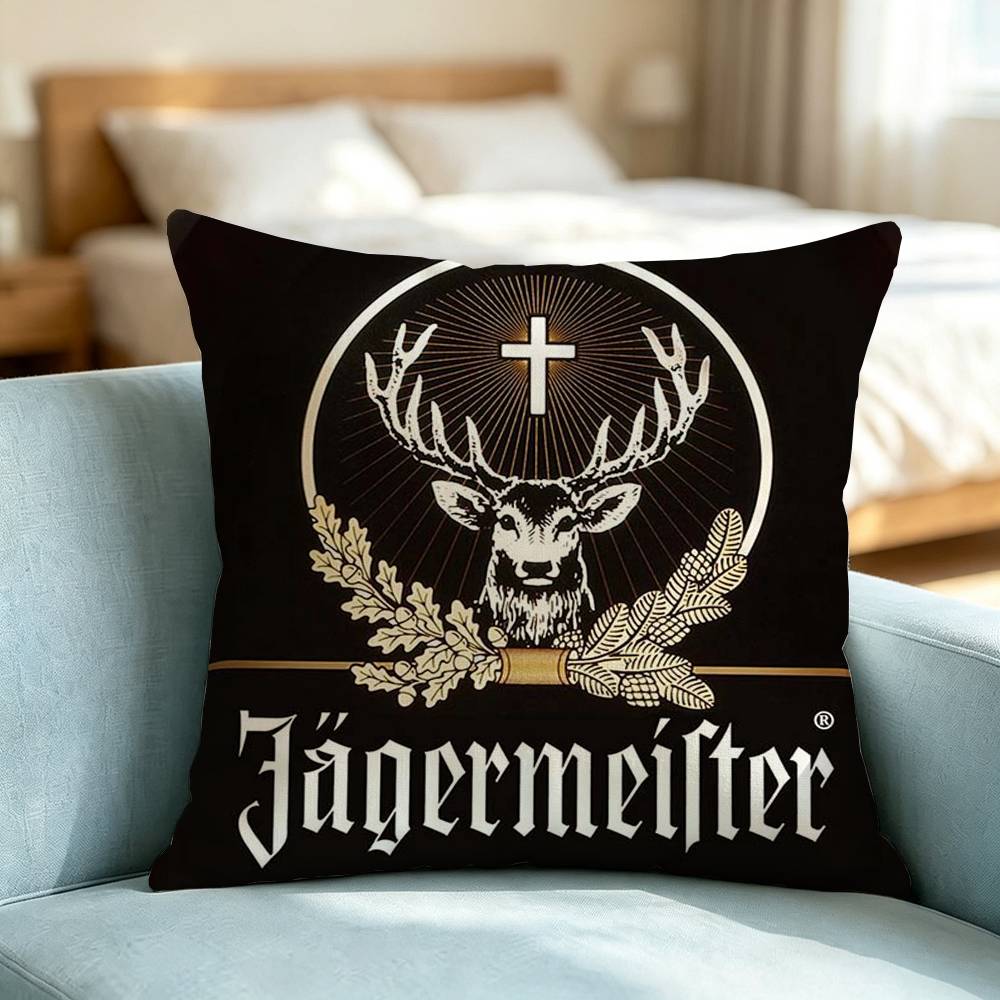 Jagermeister-R Logo-O Pillow Case Square Double-Sided Sofa Cushion Cover Bedroom Bedside Pillow Gift