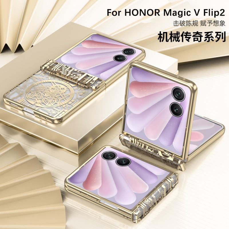 Premium PC Case Honor Magic V Flip 2 Phone Electroplated Mechanical Hinge Design Drop Protection Anti-Fingerprint