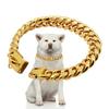 Metall-Hundehalsband Edelstahl Haustier-Choker Gold Cuban Link Kette 14mm Breit Leine für Kleine Mittlere Große Hunde Haustier Zubehör