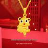 Vietnam Zodiac Tiger Pendant: Gold-Plated Brass Necklace with Cartoon Tiger Design for Benmingnian Blessing.