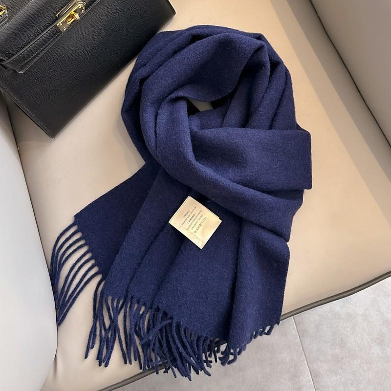 Womens White Wool Scarf Winter Warm Tassel Narrow Couple Style Student Fashion
