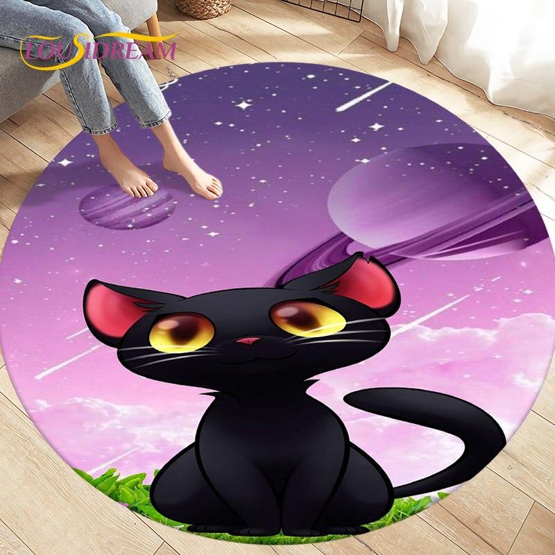 3D Cartoon Cute Cat Area Rug,Round Carpet Rug for Living Room BedRoom Sofa Chair,Kids Play Crawl Soft Non-slip Floor Mat Gift