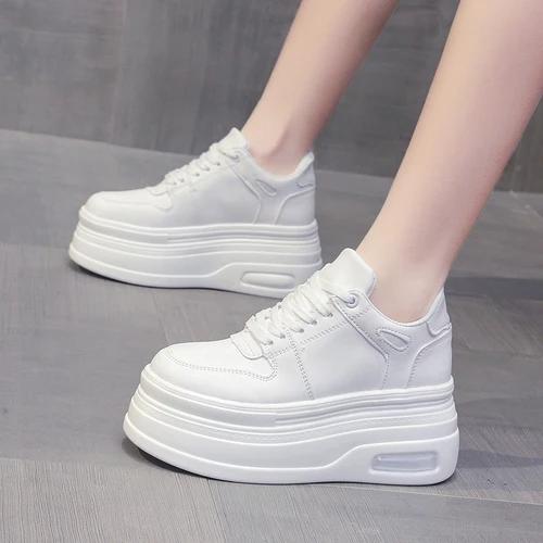 

Модные туфли на высокой платформе 8 см, женские, новые, осенние, толстые, дизайнерские, на толстой подошве, кожаные, спортивные, дышащие, женские кроссовки 2024 года 35