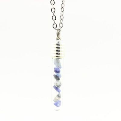 Stones and Minerals. Raw Benitoite Necklace. Tube and Spiral Model.
