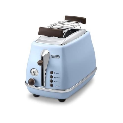 Icona Vintage Toaster - DELONGHI CTOV 2103.AZ - 2 Schlitze - 6 Positionen - Blau und Braun