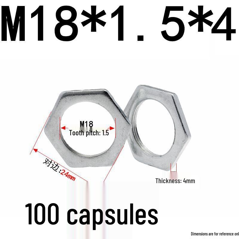 GB808 Weißverzinkte Sechskant-Dünnmutter mit Feingewinde (Lampentyp) M6 bis M30