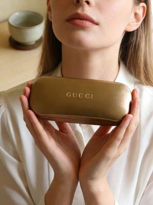 Gucci Brown Metallic Hard Sunglasses Case