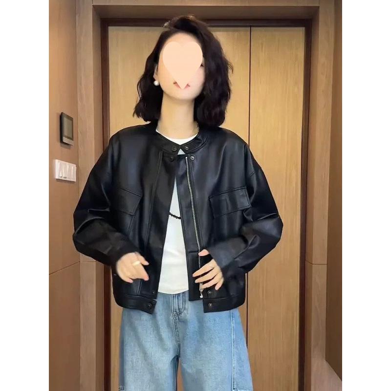 2024 Chic Autumn Women's Versatile High-End Loose Leather Jacket