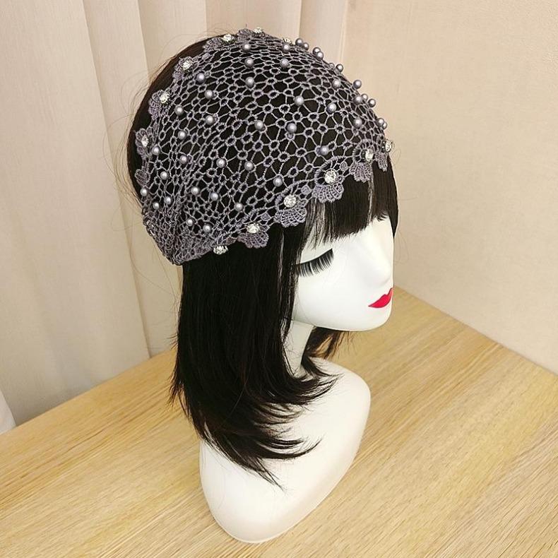 Fascia per Capelli Larga con Perle, Copricapo Grigio, Accessori per Capelli, Viso di Bambina, Lavaggio del Viso, Sport, Casual, Copricapo Chiuso, Tiara