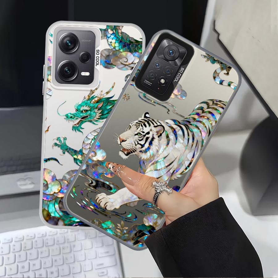 Creative Tiger Dragon Back Phone Cover Case for Xiaomi Mi 13T 12T Pro 11 Lite