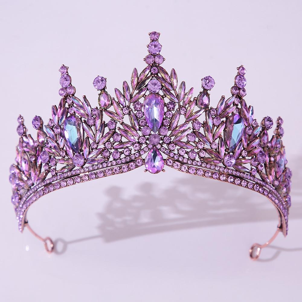 DIEZI Vintage Baroque Crystal Flower Tiara For Women Girls Party Luxury Bridal Bride Rhinestone Crown Hair Accessories Jewelry