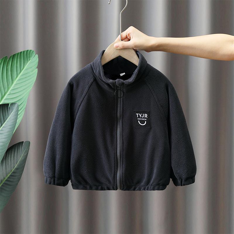 

Теплая флисовая куртка для мальчиков — новинка сезона осень/зима 2023 г. 80 темно-серого