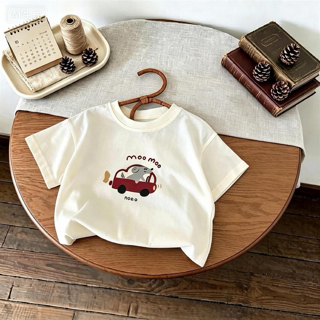 Summer Clothing Printed Cartoon Tshirt For Girl And Boy Simple Fashion Korean Children Short Sleeve Tops Tees Crewneck Tshirts