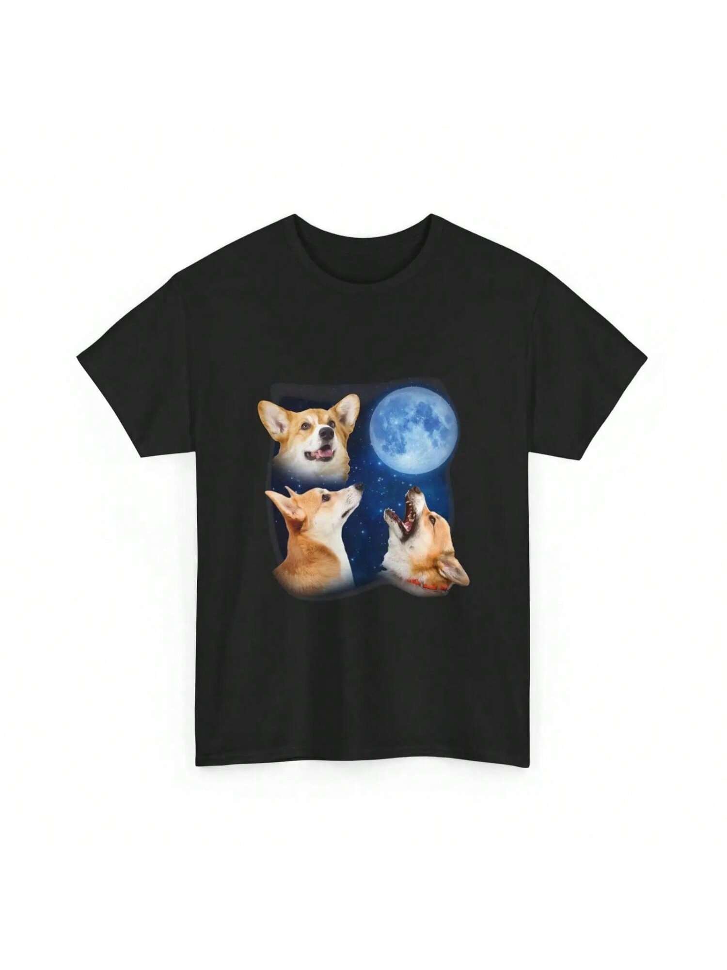 Dog With Moon T Shirt Three Dogs Pat Animal Lovers S разноцветный