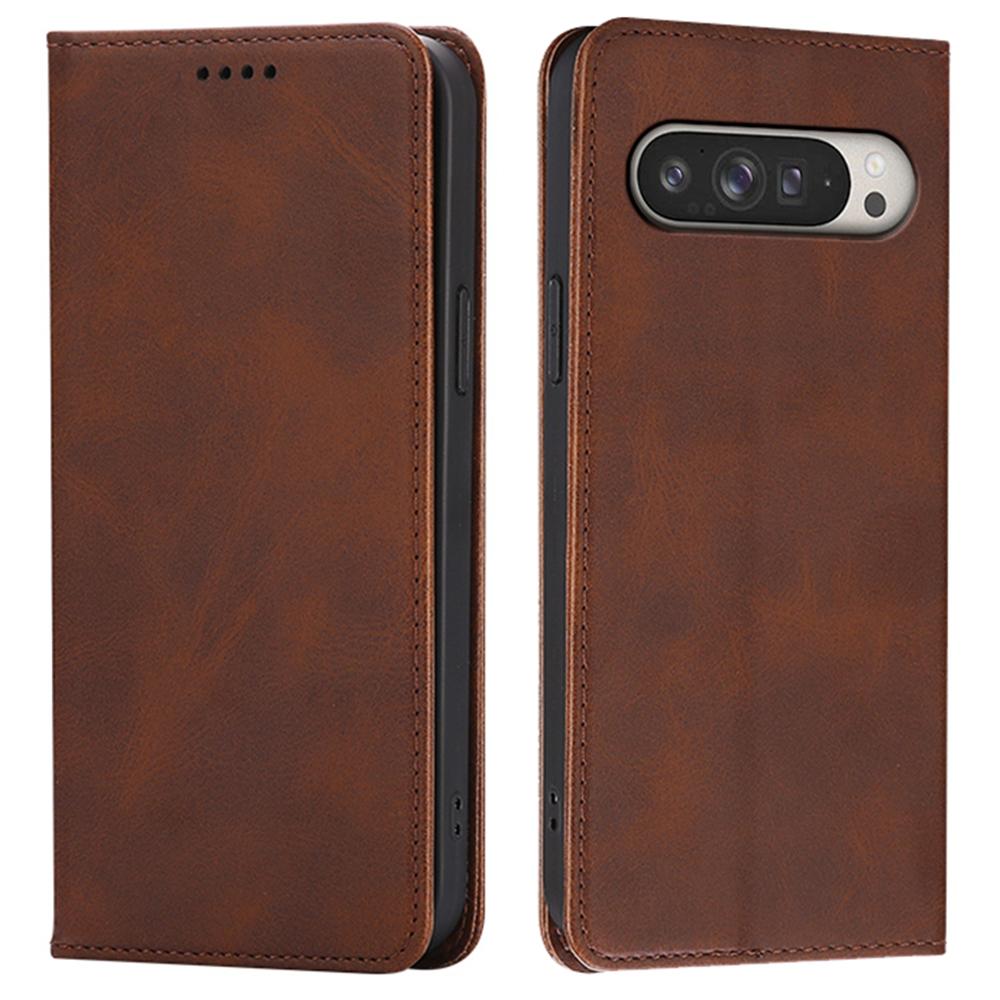 For Google Pixel 9 Pro XL Case Wallet Calf Texture Leather Phone Cover with Hidden Magnetic Closure