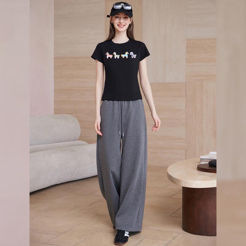 Casual Animal Patch Knit Short Sleeve T-Shirt