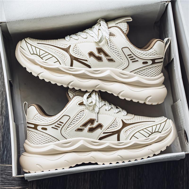 

Новые мужские сетчатые дышащие модные спортивные туфли с толстой подошвой, объемные, для активного отдыха, нескользящие, с мягкой подошвой, кроссовки для бега, повседневные теннисные туфли 39