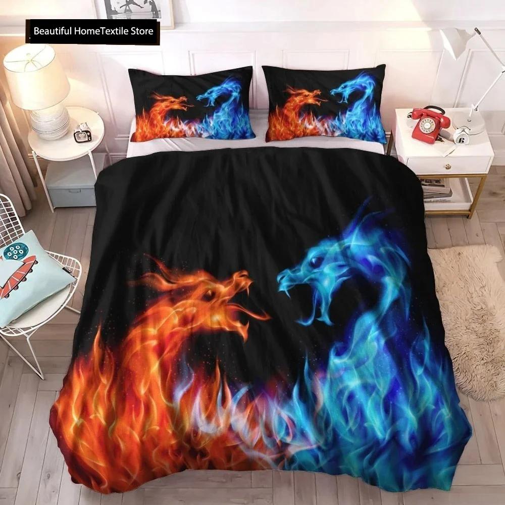 Dragon And Phoenix Comfortable Duvet Quilt Cover Pillowcase Bedding Set Children Bedroom Decoration Home Textile