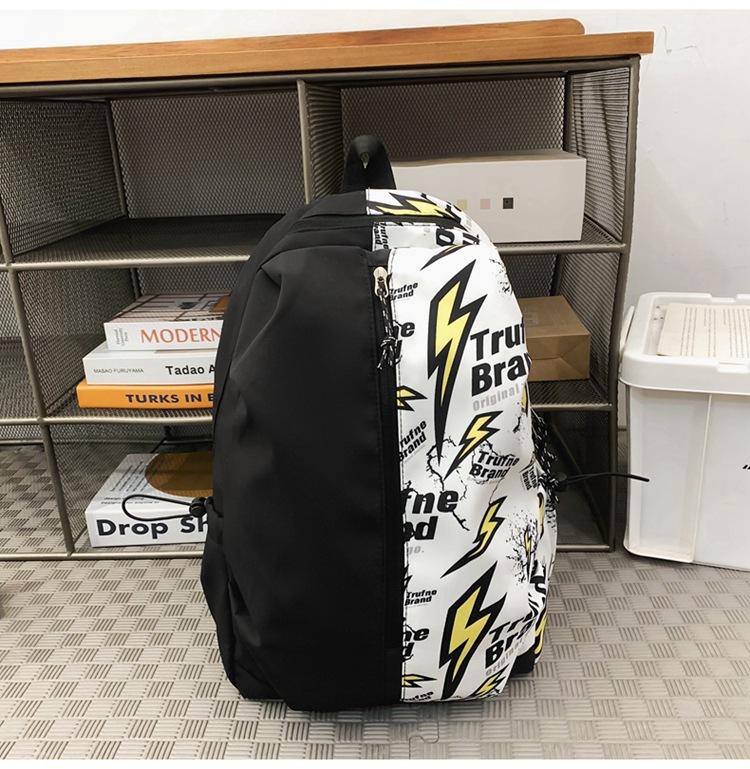 

Graffiti splicing men s and women s backpacks Outdoor sports backpacks Junior high school students Large capacity backpacks Leisure computer bags no pendant белый