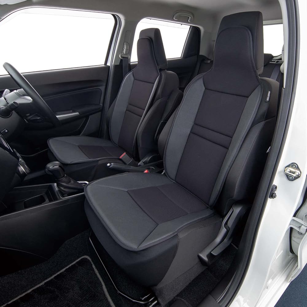 Bonform Seat Cover Bamboo Leather Antibacterial Odor Resistant Side Airbag Compatible Front Seat Black 4097-91BK