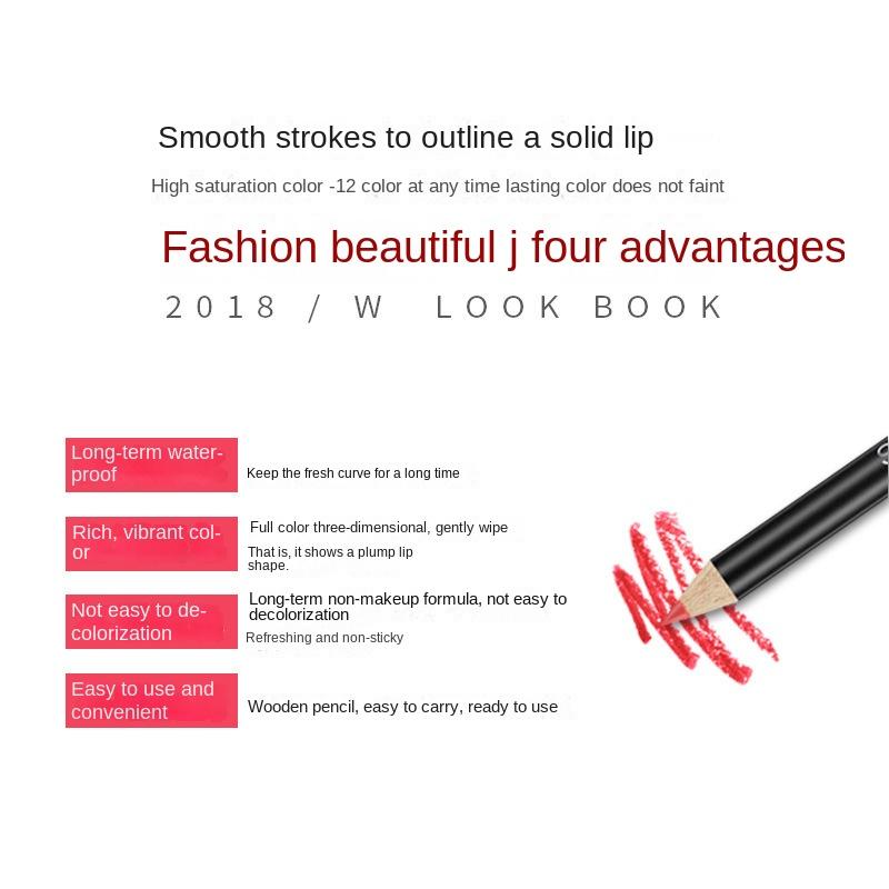 VIBELY Matte Lip Liner Pencil Waterproof Long-Lasting Smudge-Proof Precise Lip Definer Multiple Shades Single