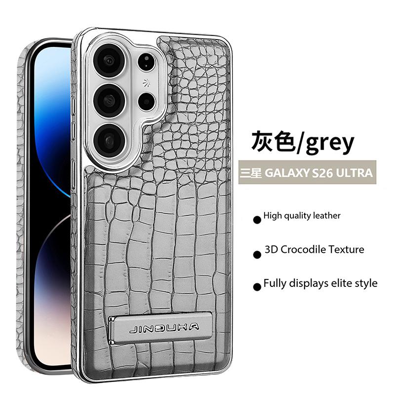 Custodia Lussuosa Business Magnetica in Pelle con Texture Coccodrillo per Samsung S26 Ultra S25 S24 Plus S23 Cover Antishock con Supporto e Sensazione Pelle