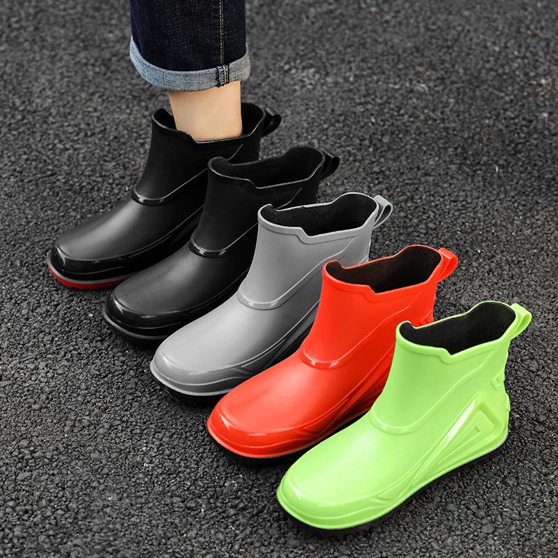 Mechanical wind and rain shoes men's summer waterproof and non-slip rain boots trendy medium tube thick-soled takeaway rider car wash