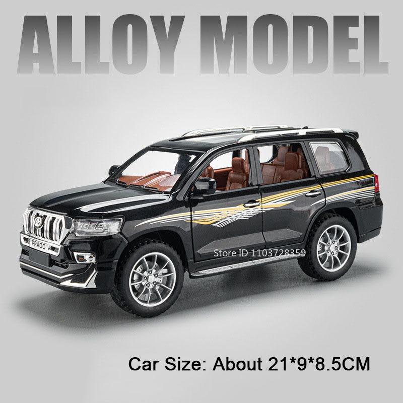1:24 Escalade Prado Miniature Model Toy Cars Alloy Diecast Sound Light Doors Opened Pull Back Simulation Models for Boys Gifts