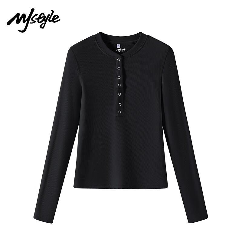 MJ Style Women s Half-Zip Ribbed Long Sleeve T-Shirt L