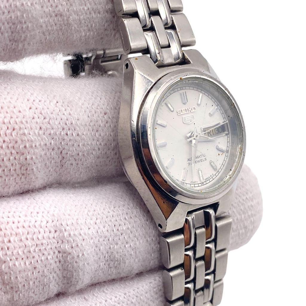 [USED] SEIKO Automatic Round Silver Date Women's Watch 1091